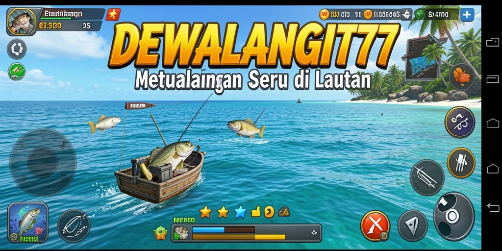 Tampilan gameplay seru dalam DEWALANGIT77 saat menangkap ikan.