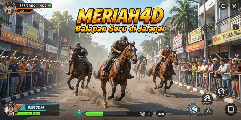 Tampilan gameplay MERIAH4D dengan mobil balap yang melaju kencang di trek.