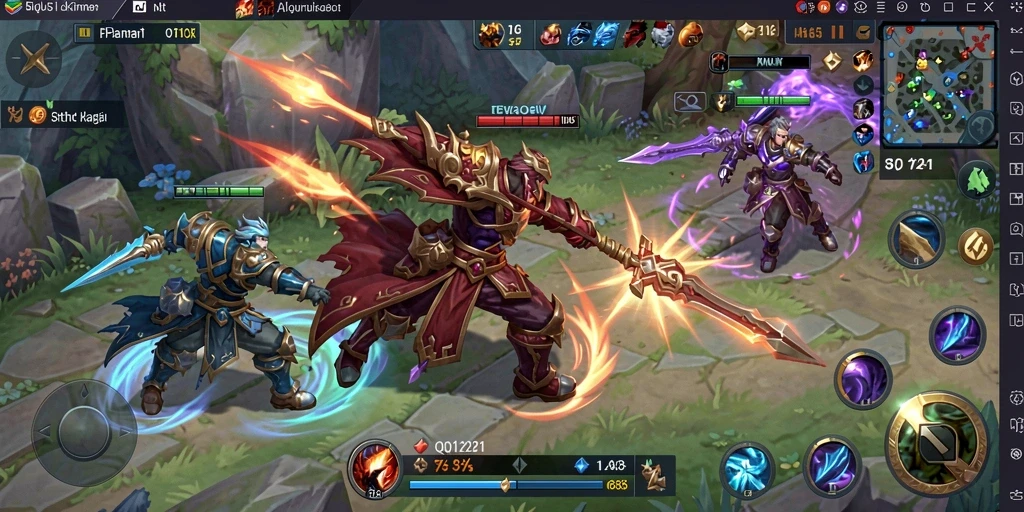 Screenshot gameplay QQ1221 menampilkan aksi tim yang intens.