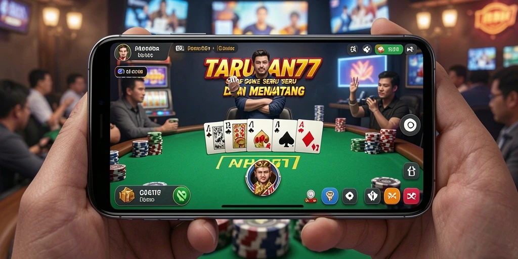Tampilan screenshot TARUHAN77 menampilkan aksi seru permainan Poker.