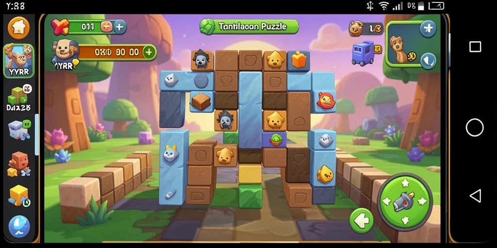 Tangkapan layar utama YYRR menampilkan gameplay Puzzle yang menarik.